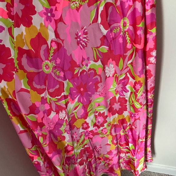 Free People Pink Bright Floral Lace Boho Flowy Maxi dress - Picture 3 of 8